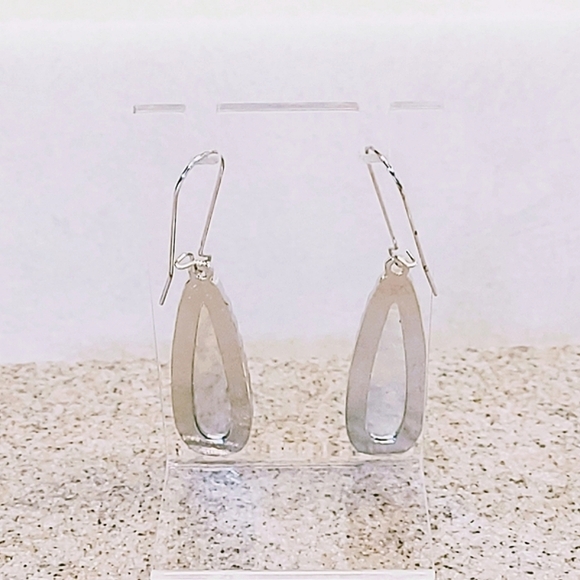 FACETED ART GLASS TEARDROP DANGLE DROP STAINLESS STEEL WIRE HOOK EARRINGS - Picture 4 of 8